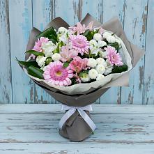 Букет цветов из:  Герберы, Альстромерии и Хризантемы #REPLACE_PRED# Первоавгустовском
