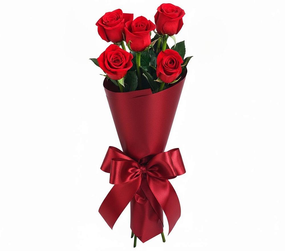 Букет 5 Красных роз Эдлесс Лав в Первоавгустовском