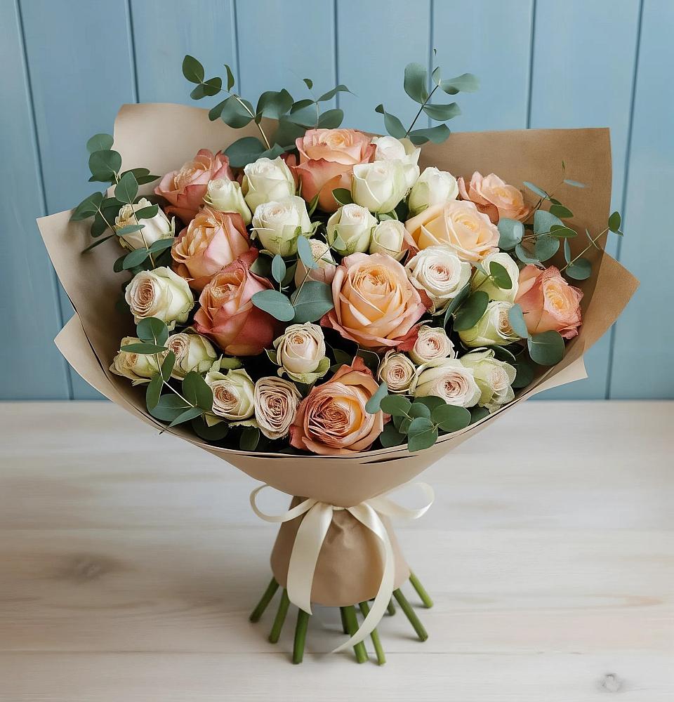 Букет цветов из: Альстромерии и Розы в Первоавгустовском