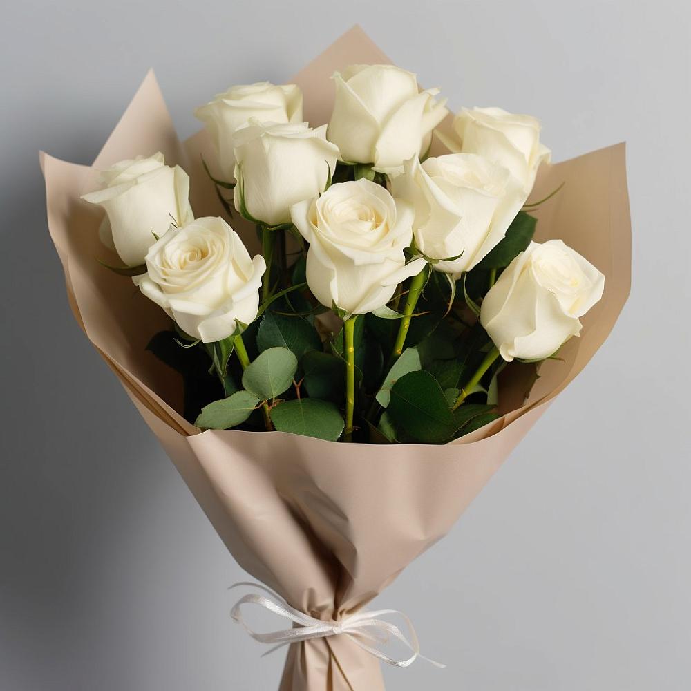 Букет 9 Белых роз Эдлесс Лав в Первоавгустовском