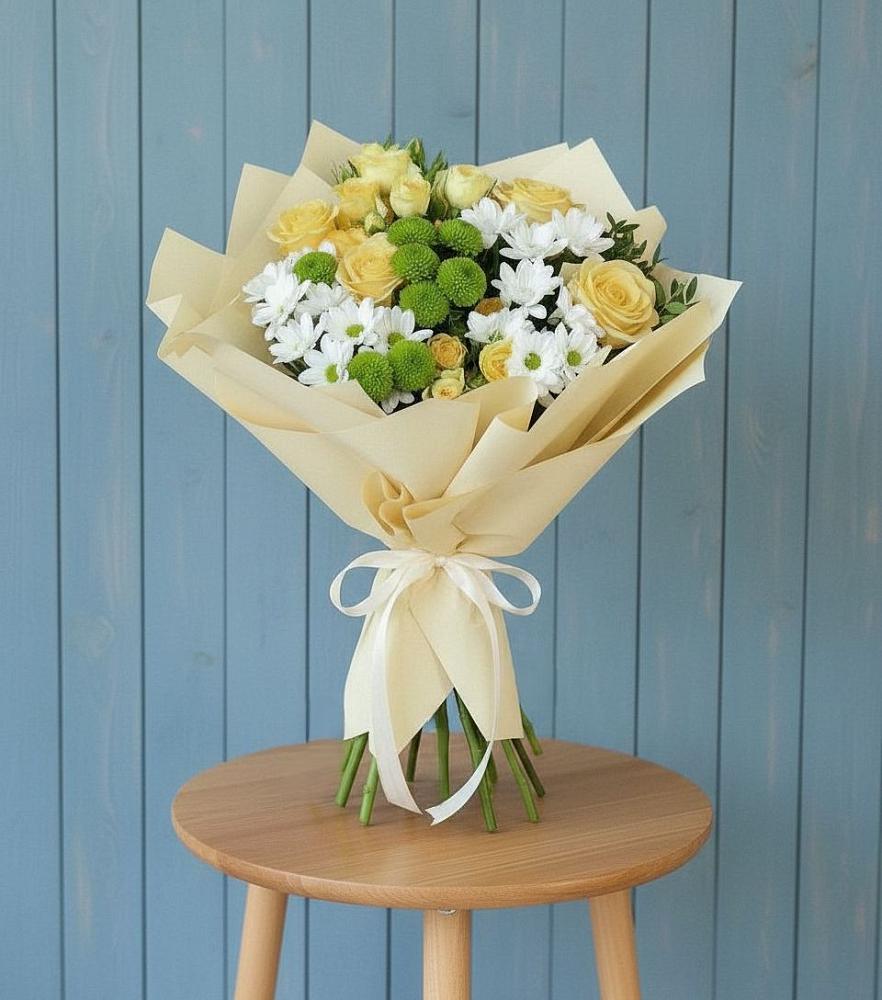 Букет цветов из: Хризантемы и Розы в Первоавгустовском