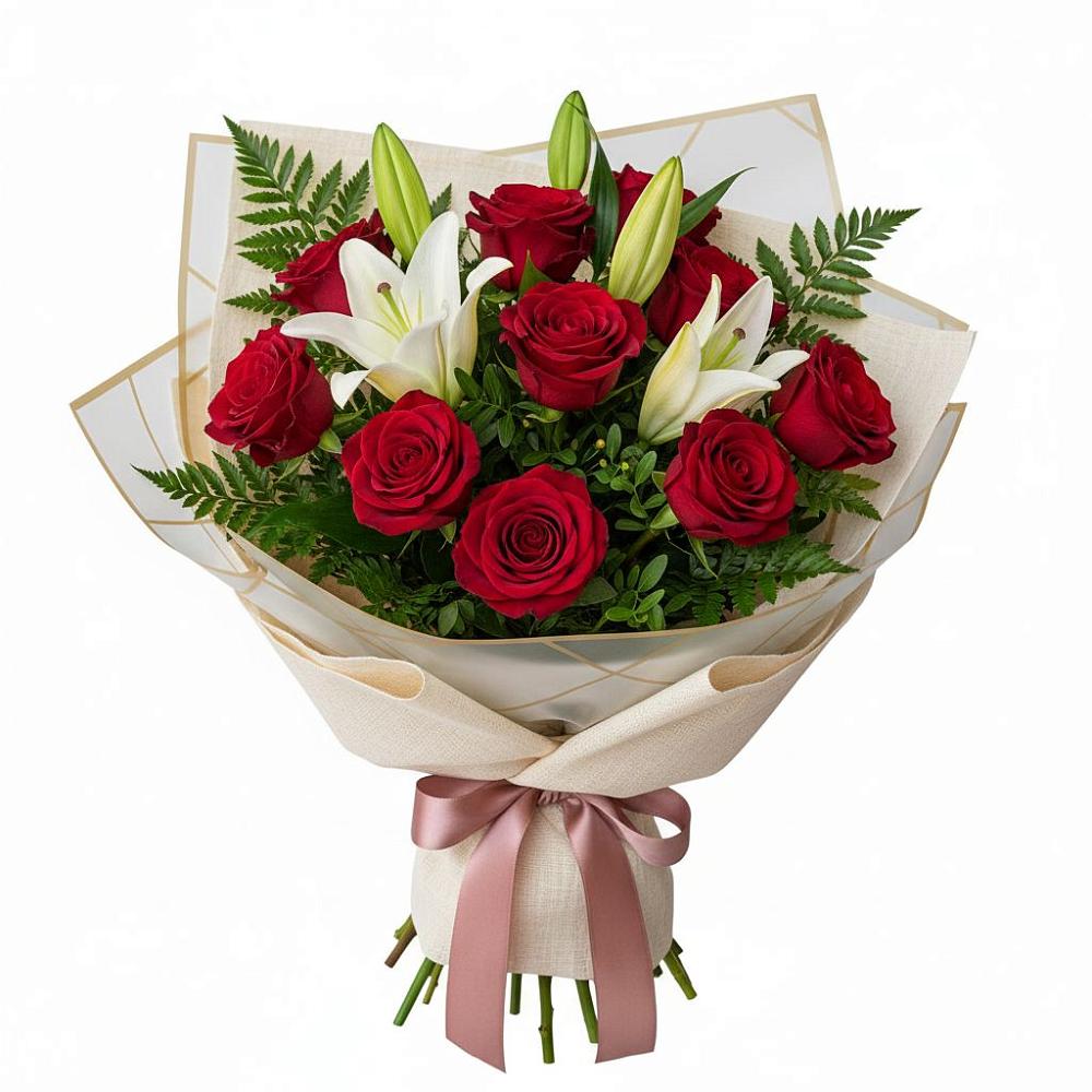 Букет цветов из: Лилии и Розы в Первоавгустовском