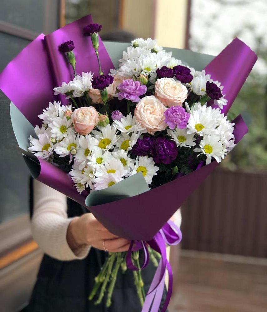 Букет цветов из: Хризантемы, Гвоздики и Розы в Первоавгустовском