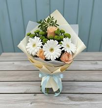 Букет цветов из:  Герберы, Розы и Хризантемы в Первоавгустовском
